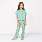 Пижама для девочки: футболка и брюки «Симпл-димпл», рост 152 см, цвет мятный - фото 7902474