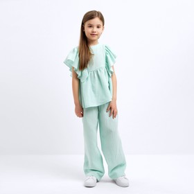 Комплект (блузка и брюки) для девочки MINAKU цвет бирюзовый, рост 122 см