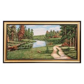 Гобеленовая картина "Широкая тропа у реки в бору" 46х87 см
