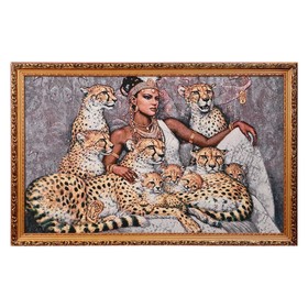 Гобеленовая картина ′Семейство леопардов и царица′ 55х85 см в Донецке