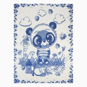 Одеяло байковое Панда 100х140см, цвет синий 400г/м хлопок 100%