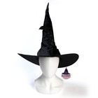Карнавальная «Шляпа драпированная блестящая» чёрная, с летучей мышью - фото 7141274