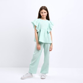 Комплект (блузка и брюки) для девочки MINAKU цвет бирюзовый, рост 164 см