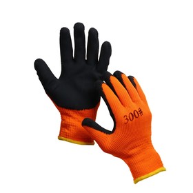 Перчатки акриловые, размер 9, с латексным обливом, утеплённые, оранжевые