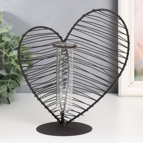 Декор металл, стекло ′Сердце. Штрихи′ чёрный 19х8х20 см в Донецке