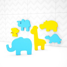 Развивающий набор стикеров для игры в ванне «Зоопарк», 6 элементов