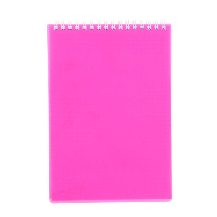 Блокнот в пластиковой обложке А5, 80 листов на гребне DIAMOND НЕОН-розовый