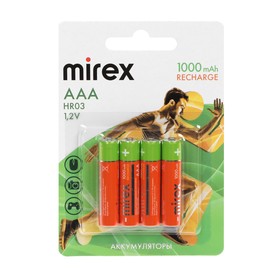 Аккумулятор Mirex, Ni-Mh, AAA, HR03-4BL, 1.2В, 1000 мАч, блистер, 4 шт. в Донецке
