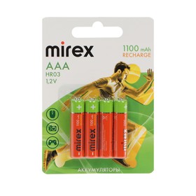 Аккумулятор Mirex, Ni-Mh, AAA, HR03-4BL, 1.2В, 1100 мАч, блистер, 4 шт. в Донецке