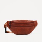 Поясная сумка на молнии, наружный карман, цвет коричневый - фото 7661324