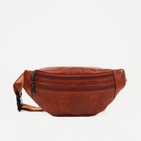Поясная сумка на молнии, наружный карман, цвет коричневый