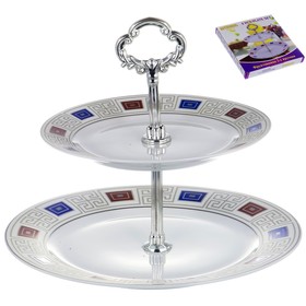 2-tier fruit GUTERWAHL “Venus Mitsar”, D = 18 cm, d = 23 cm, decor silver
