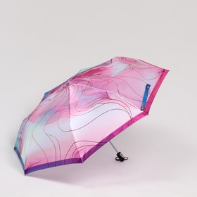Зонт автоматический «Линии», облегчённый, сатин, 3 сложения, 8 спиц, R = 51 см, цвет розовый/фиолетовый