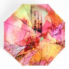 Зонт автоматический «Ветви», облегчённый, сатин, 3 сложения, 8 спиц, R = 51 см, цвет розовый - фото 7237538