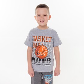 Футболка для мальчика, цвет серый/баскетбол, рост 110 см
