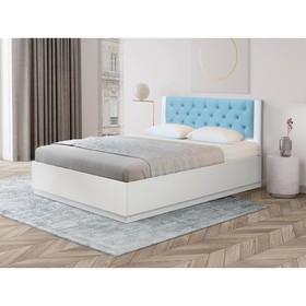 Кровать с ПМ «Венеция 12.1», 1200×2000 мм, МДФ белый матовый, ткань велюр 011, ЛДСП белый