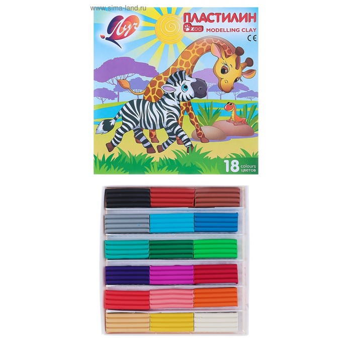 Пластилин 18 цветов 243 г ZOO