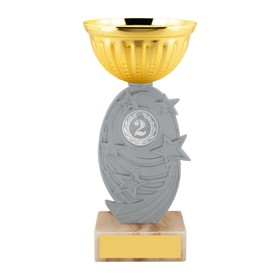 Кубок спортивный, площадка под нанесение, высота 16,5 см, цвет серебро