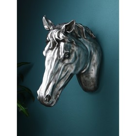 Садовая фигура "Голова коня", полистоун, 60 см, серебро, 1 сорт, Иран