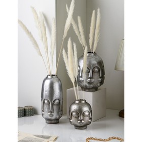 Набор ваз для сухоцветов "Лица", полистоун, 33 см, серебро, Иран, 1 сорт