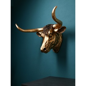 Садовая фигура "Голова быка", полистоун, 60 см, золото, 1 сорт, Иран