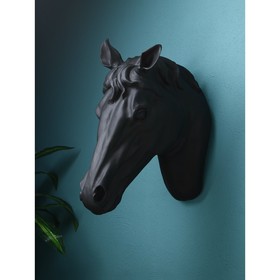 Садовая фигура "Голова коня", полистоун, 60 см, матово-чёрный, 1 сорт, Иран
