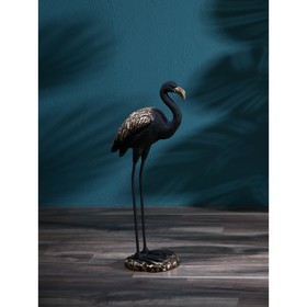 Садовая фигура "Фламинго", полистоун, 82 см, матово-чёрный, 1 сорт, Иран