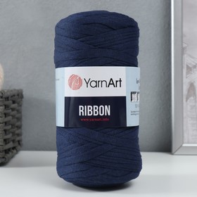 Пряжа "Ribbon" 40% полиэстер, 60% хлопок 125м/250гр (784 тёмн.синий) 9672095