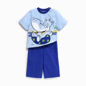 Комплект (футболка/штанишки) для мальчика, цвет синий, рост 74 см