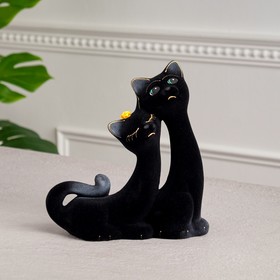 Копилка "Кошки Сладкая Пара", чёрный цвет, флок, 21 см