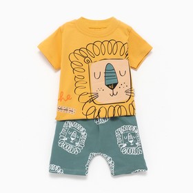 Комплект (футболка/шорты) детский, цвет жёлтый/зелёный, рост 92см