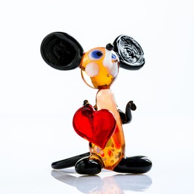Сувенир из стекла "Мышка с сердечком"