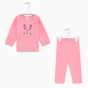 Комплект детский (лонгслив/брюки), цвет розовый, рост 68-74см