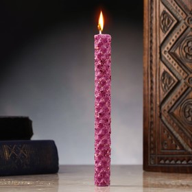 A candle from wax with a rose, 13x1.7 cm, 1 hour, purple