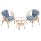 Набор садовой мебели "Индо" 3 предмета: 2 кресла, 1 стол, серо-голубой - фото 8064317