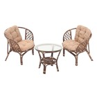Набор садовой мебели "Индо" 3 предмета: 2 кресла, 1 стол, бежевый/темный ротанг - фото 8072867