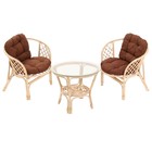 Набор садовой мебели "Индо" 3 предмета: 2 кресла, 1 стол, коричневый - фото 8074052