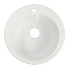 Мойка для кухни из камня ZEIN 4/Q1, d=435 мм, круглая, перелив, цвет белый лед - фото 8091628