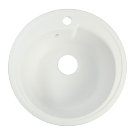 Мойка для кухни из камня ZEIN 4/Q1, d=435 мм, круглая, перелив, цвет белый лед