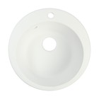 Мойка для кухни из камня ZEIN 30/Q1, d=475 мм, круглая, перелив, цвет белый лед - фото 8091664