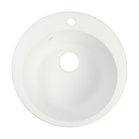 Мойка для кухни из камня ZEIN 30/Q1, d=475 мм, круглая, перелив, цвет белый лед