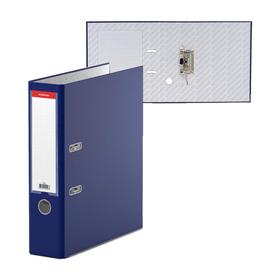 Папка-регистратор А4, 70 мм, «Бизнес», собранная, синяя, пластиковый карман, металлический кант, картон 2 мм, вместимость 450 листов