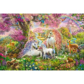 Палитра. Холст с красками 40 × 50 см, 20 цв. «Семья единорогов в сказочном лесу»