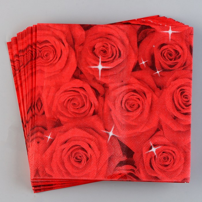 Салфетки бумажные «Букет роз», 33х33 см, набор 20 шт.
