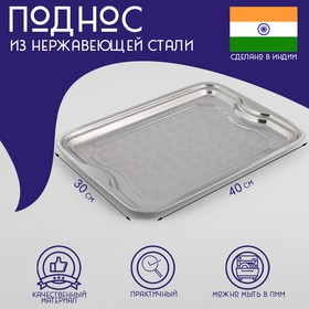 Поднос прямоугольный Доляна, 30×40 см, цвет серебряный