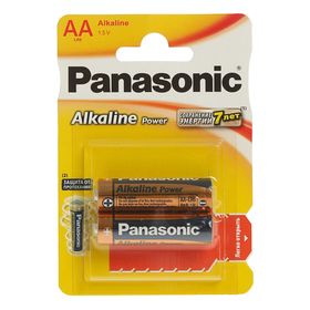 Батарейка алкалиновая Panasonic Alkaline Power, AA, LR6-2BL, 1.5В, блистер, 2 шт, 1035265