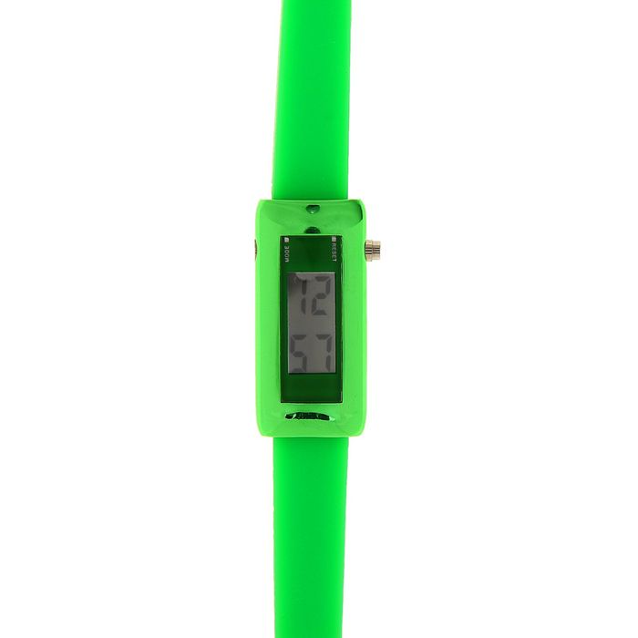Часы наручные женские на силиконовом тонком ремешке, цвет зеленый