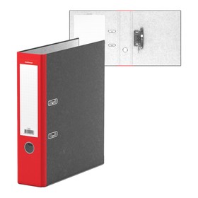 Папка-регистратор А4, 70мм Original, собранная, мраморная, красная, пластиковый карман, металлический кант, картон 2мм, вместимость 450 листов