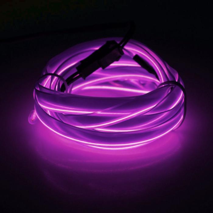 Неоновая нить Cartage для подсветки салона, адаптер питания 12 В, 2 м, фиолетовый - фото 82030