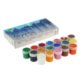 Краска акриловая, набор 18 цветов х 20 мл, "Аква-Колор", 360 мл, художественно-оформительская, морозостойкая